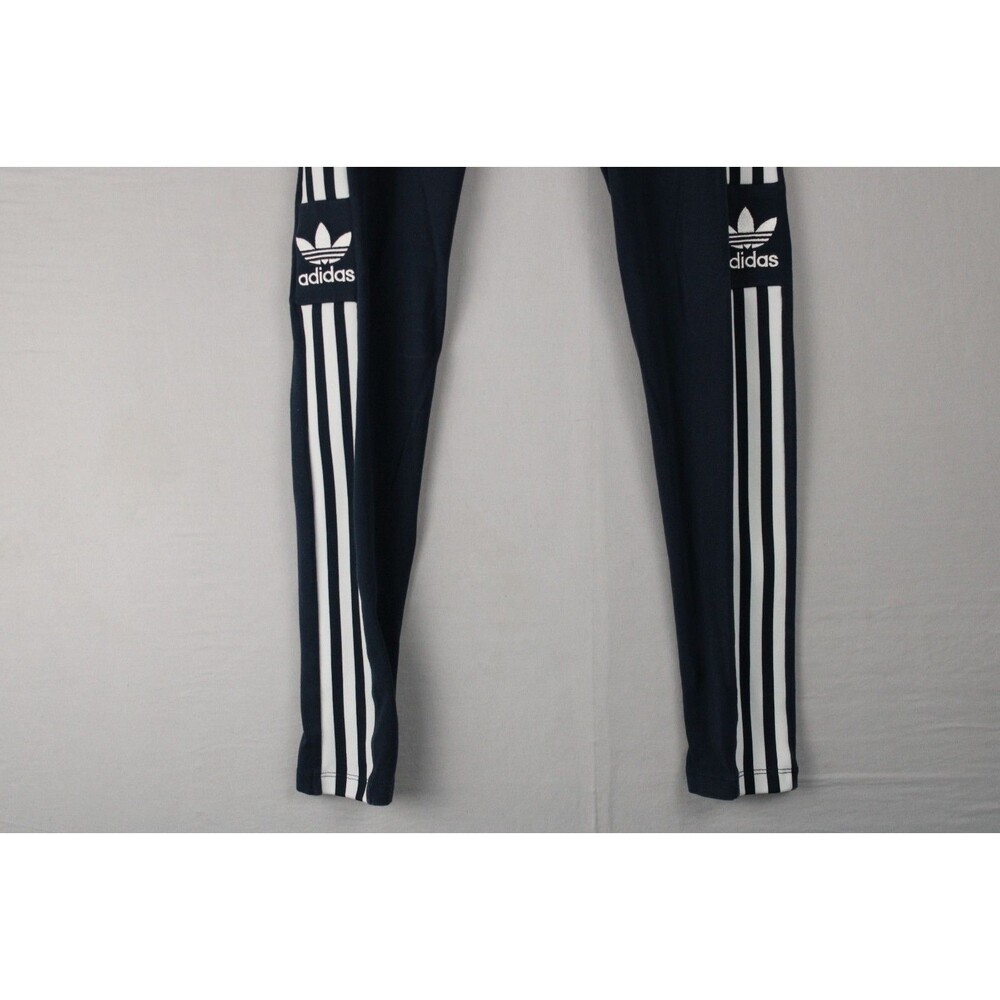 Adidas Womens Jeggings Blue Size Small 3 White Stripes Trefoil Workout Casual - Picture 8 of 14